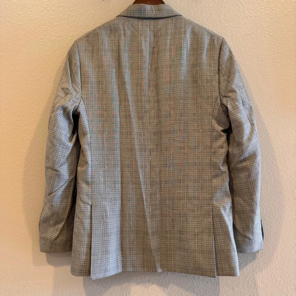 Zara Men's Plaid Blazer Notched Lapel Two Button Front Flap Pocket Lined 38 Grey - Picture 11 of 14